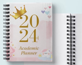 Cute 2024 Graphic Academic Planner/Journal (Printable Digital Planner/Calendar/Journal for School or Personal Activities)