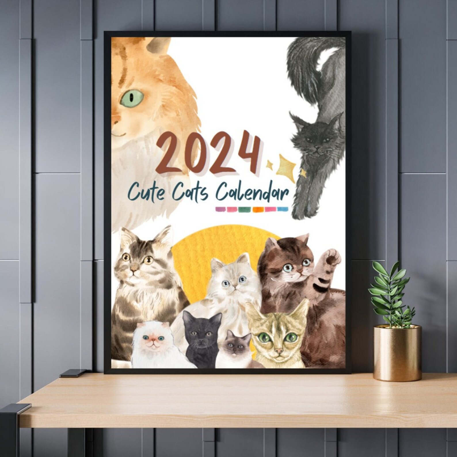 2025 Cat Calendar printable/digital. Featuring 3 Cute Cats Etsy