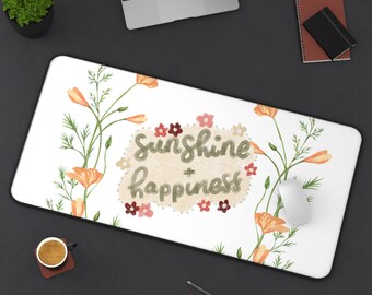 Sunshine and Happiness Floral Desk Mat, Cottagecore Desk Mat, Vintage Desk Mat, Garden Mouse Pad