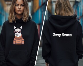 Personalized CozyBones Llama Hooded Sweatshirt, Hoodies, Gifts for Him, Gifts for Her