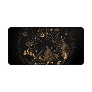 Ethereal Galaxy Desk Mat, Stars and Moon Desk Pad, Galactic Mouse Pad, Vintage Desk Mat image 2