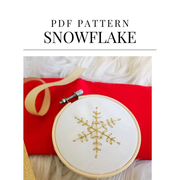 Snowflake Hand Embroidery Pattern For Christmas Ornament Beginner Friendly, Hand Embroidery Design, Christmas Snowflake Pattern, Needlework