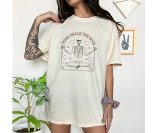 Skeleton Yoga Shirt, Comfort Colors Graphic Tee