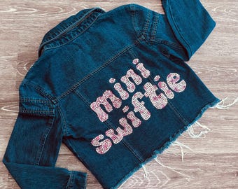 Upcycled Rhinestone Denim Jacket, Mini Swiftie, Eras Tour