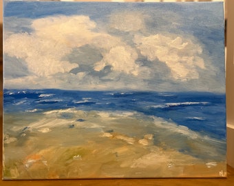 Sandy Point, PI original seascape in oil on canvas, frame not included