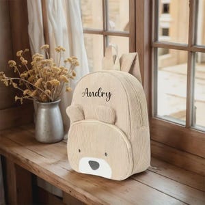 Personalised kids backpack | Custom daycare bag | Embroidered corduroy bag | custom name kids backpack