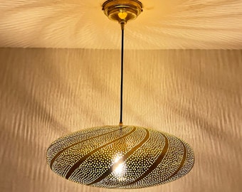 Moroccan Brass Oval Pendant Fixture - Ceiling Pendant Light