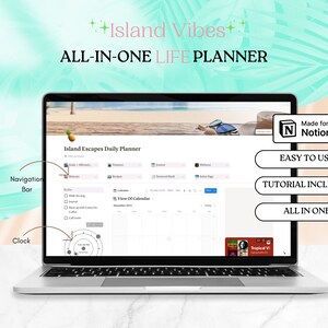 Pianificatore di nozioni Island Escapes / Modello di nozioni / Pianificatore di nozioni Tutto in uno /Pianificatore di nozioni 2024