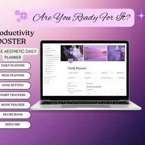 Paarse esthetische notieplanner | Begripsjabloon | Alles-in-één notieplanner |2024 Notieplanner