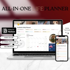 Szablon Notion | Estetyczny planer Notion | Planer życia Notion | Notion Habit Tracker | Tablica Notion