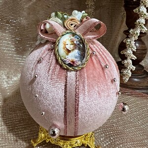 Pink  Vintage Christmas Ornament with holder  2023