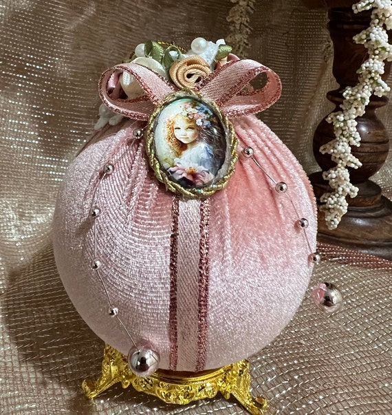 Pink  Vintage Christmas Ornament with holder  2023