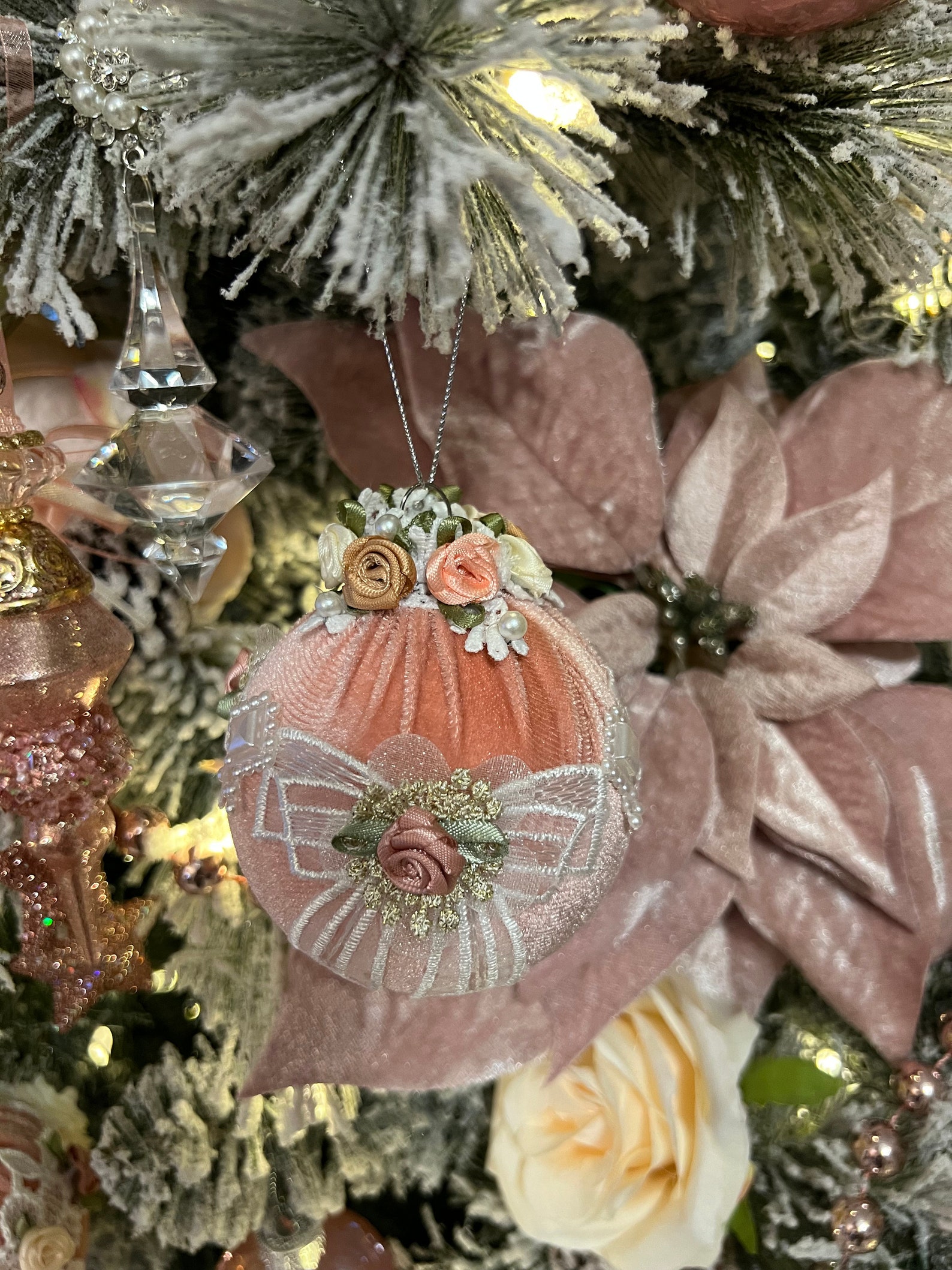 Pink or Sage Vintage Velvet Victorian-style Christmas Ornaments With ...