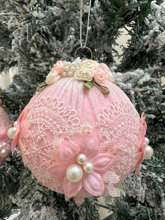 Vintage Velvet Baby Pink Christmas Ornaments  VP004
