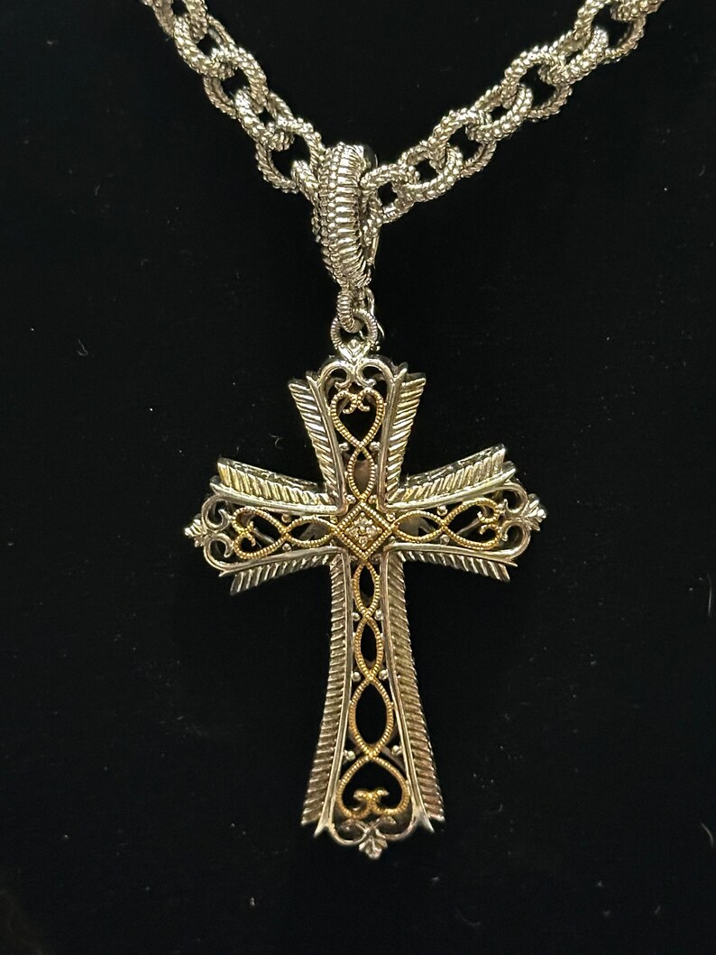 Vintage Silver Filigree Cross Necklace main image 1