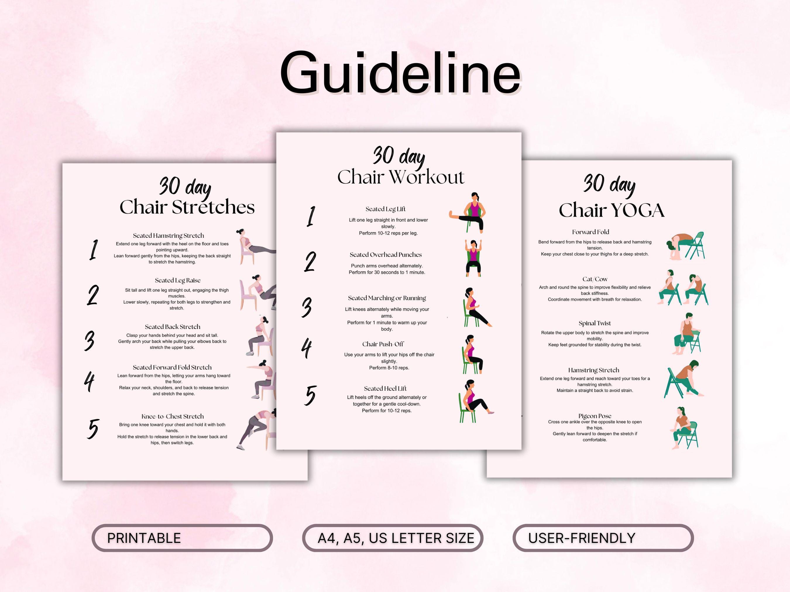 30 Day Chair Workout Bundle Printable, Easy to Follow Beginner Friendly ...