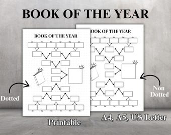 Book Of The Year Bracket Printable, Reading Competition Planner, Reading Bullet Journal Page, Digital Book Brackets, Book Tracker Printable