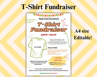 Editable Shirt Design Contest Flyer Template, Printable Clothing Sale Event Poster, DIY Apparel Fundraiser Flyer for School or Community
