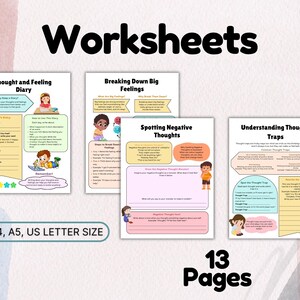 Instant download therapy tool for kids and teens, featuring games and activities focused on emotions, feelings, and anxiety management.