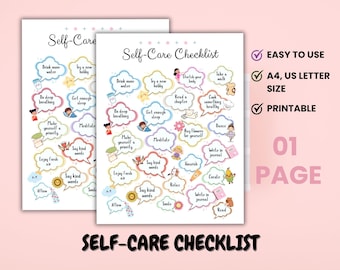 Self Care Checklist Printable | Daily Wellness Planner Insert | Self Love Tracker PDF Download