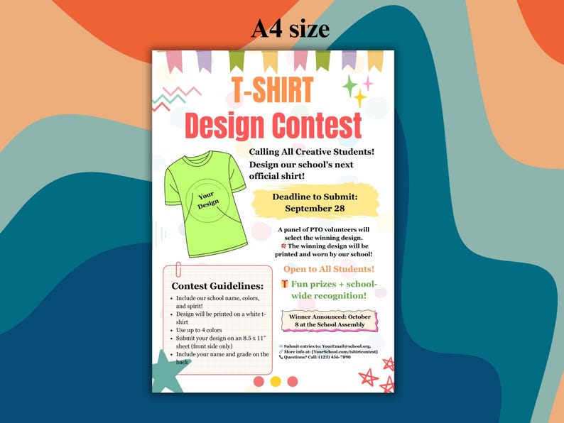Editable Shirt Design Contest Flyer Template, Printable Clothing Sale ...