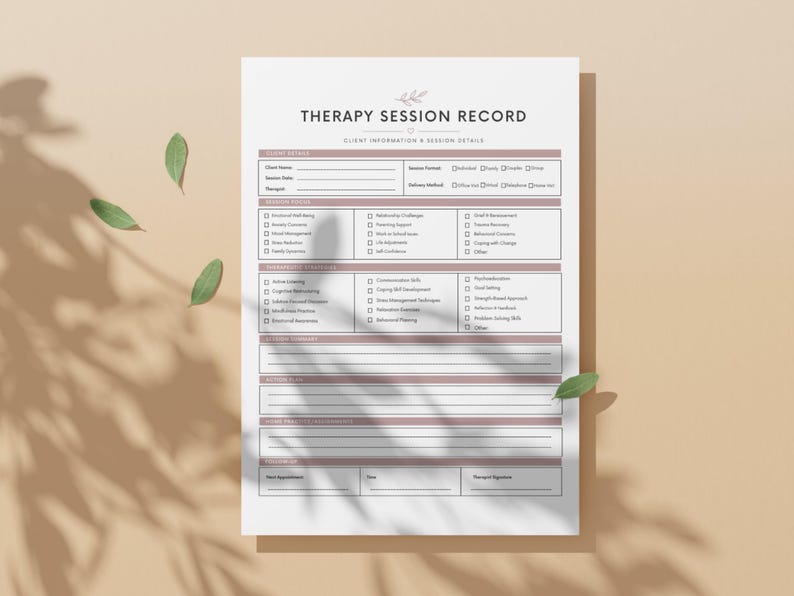 Counselor progress note printable template