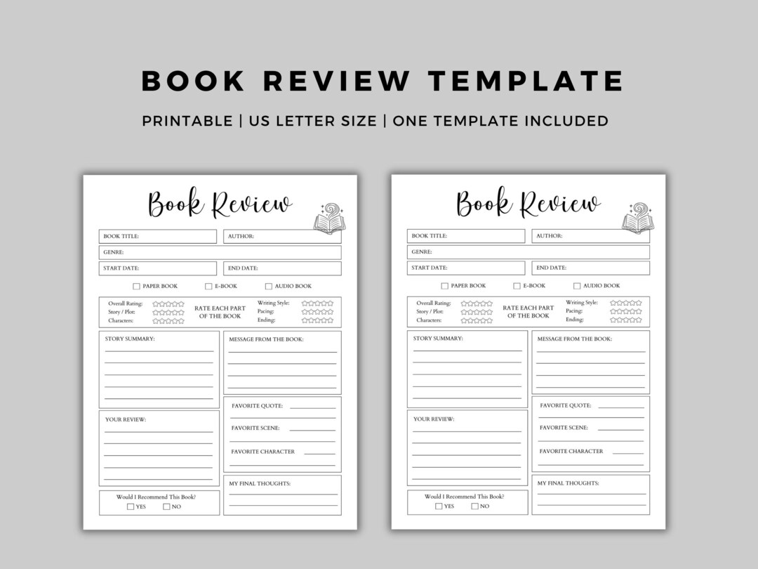 Printable Book Review Template | Reading Journal Page | Book Tracker ...