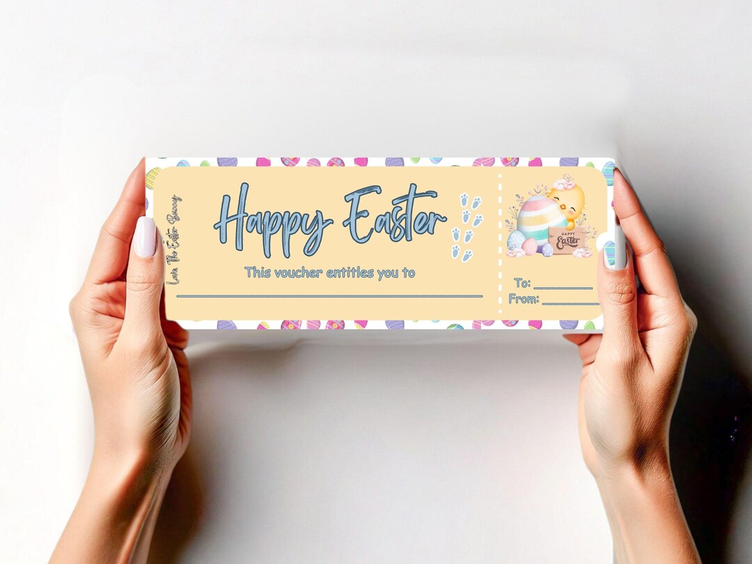 Editable Happy Easter Egg Hunt Voucher, Easter Egg Hunt Ticket Template ...