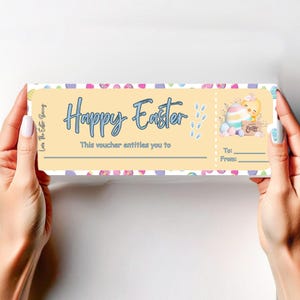 Editable Happy Easter Egg Hunt Voucher, Easter Egg Hunt Ticket Template, Gift Easter Egg Hunt Voucher Printable, Activity Surprise, Canva