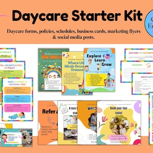 Kit de démarrage modifiable pour la garde d&#39;enfants à domicile, formulaires de garde d&#39;enfants, lot de contrat et de demande - Modèles imprimables de paperasse et de planification pour le préscolaire