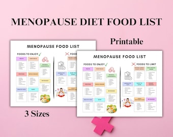 Menopause Friendly Diet Food List PDF | Hormone Support Chart | Printable Midlife Health Guide | US Letter, A4, Tabloid | Instant Download