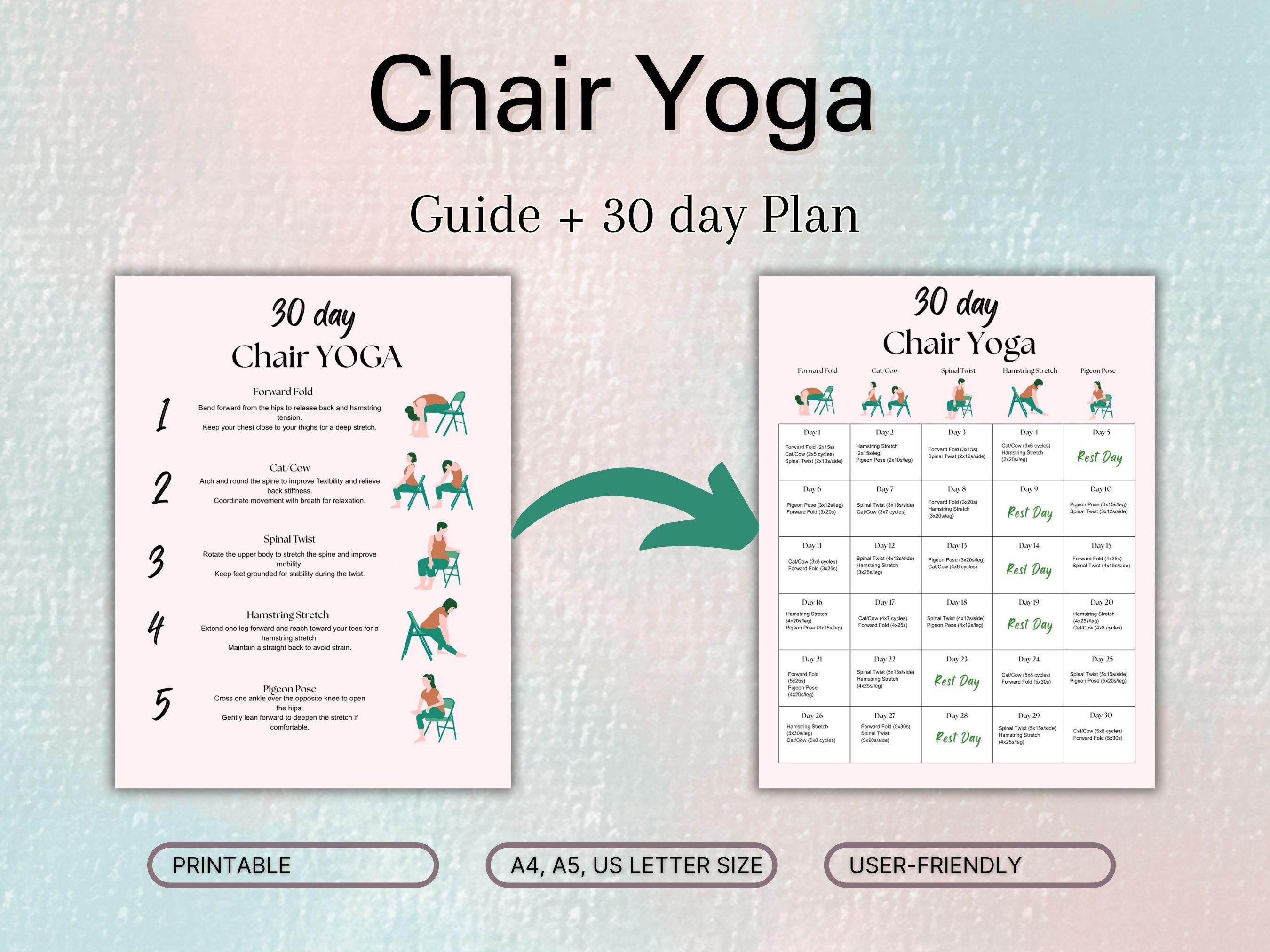 30 Day Chair Workout Bundle Printable, Easy to Follow Beginner Friendly ...