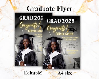 Editable Graduation Party Flyer Template, Class of 2025 Grad Announcement, College Decision Day Flyer, Senior Graduation Invitation, Canva