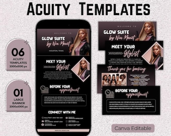 Acuity Scheduling Website Template for Hair Stylists, Editable Canva Booking Page Design, Beauty Branding Digital Download