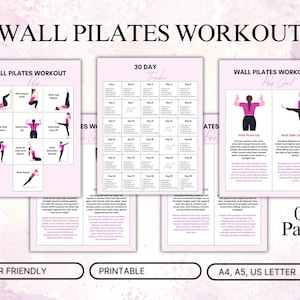 30 Day Wall Pilates Workout Challenge | Core Strength & Flat Stomach Exercises | Wall Workout for Women | Printable Fitness PDF