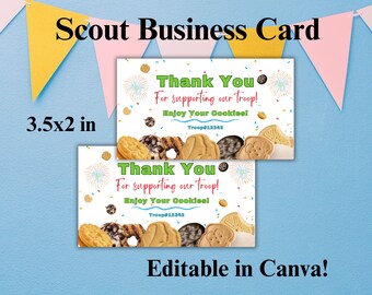 Editable Cookie Sales Business Card Template, Digital Cookie Order Contact Card, Professional and Fun Cookie Sales Networking Card, Canva