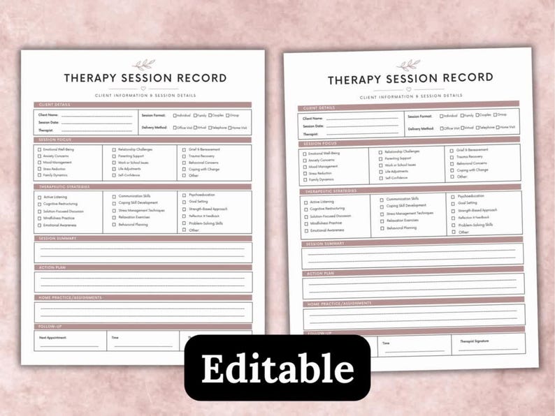 Psychology progress note digital template