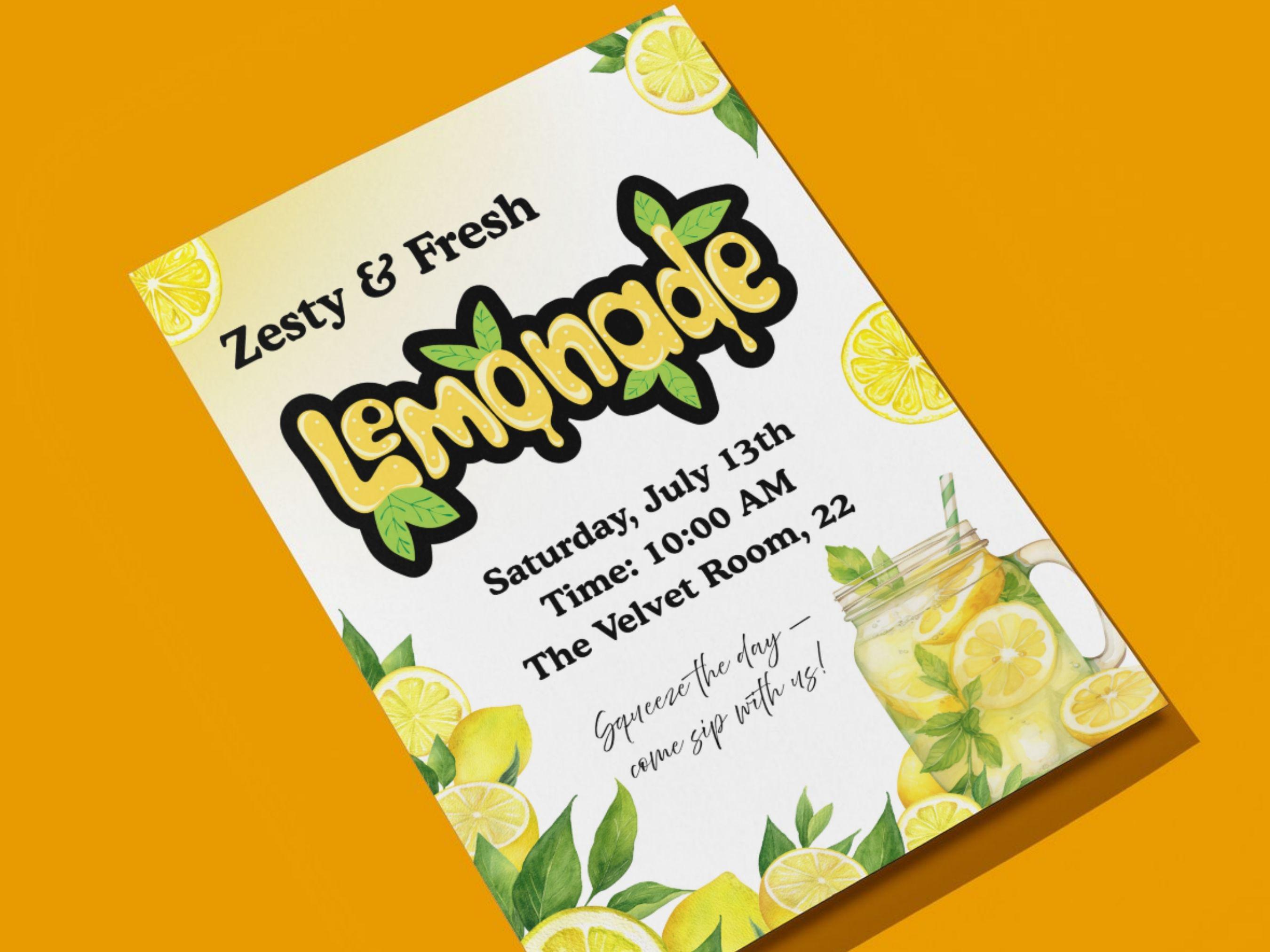 Lemonade Sale Flyer Template, Summer Fundraiser Poster, Printable ...