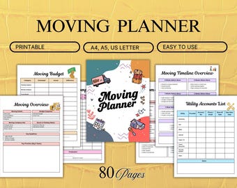 Moving Checklist & Planner Bundle | Relocation Planner | Printable Moving Binder with Labels And New Home Essential Checklists