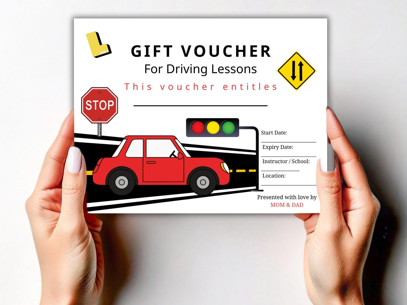 Editable Driving Lesson Gift Voucher, Printable Driving Instructor ...