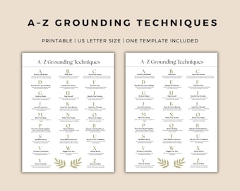 A–Z Grounding Techniques | Anxiety Relief Worksheet | Mindfulness Therapy Tool | Trauma Healing Coping Skills | Mental Health Printable