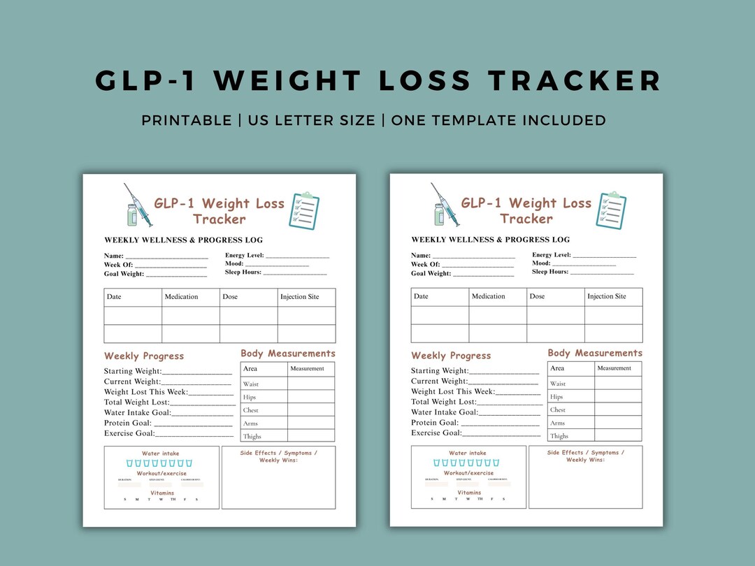GLP-1 Weight Loss Tracker Printable | Injection Log and Wellness ...