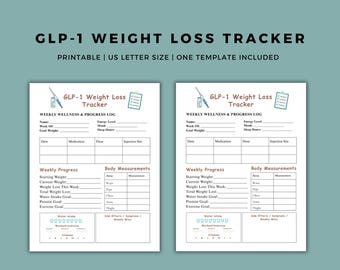 GLP-1 Weight Loss Tracker Printable | Injection Log and Wellness Planner | Pharmacist Designed US Letter Download