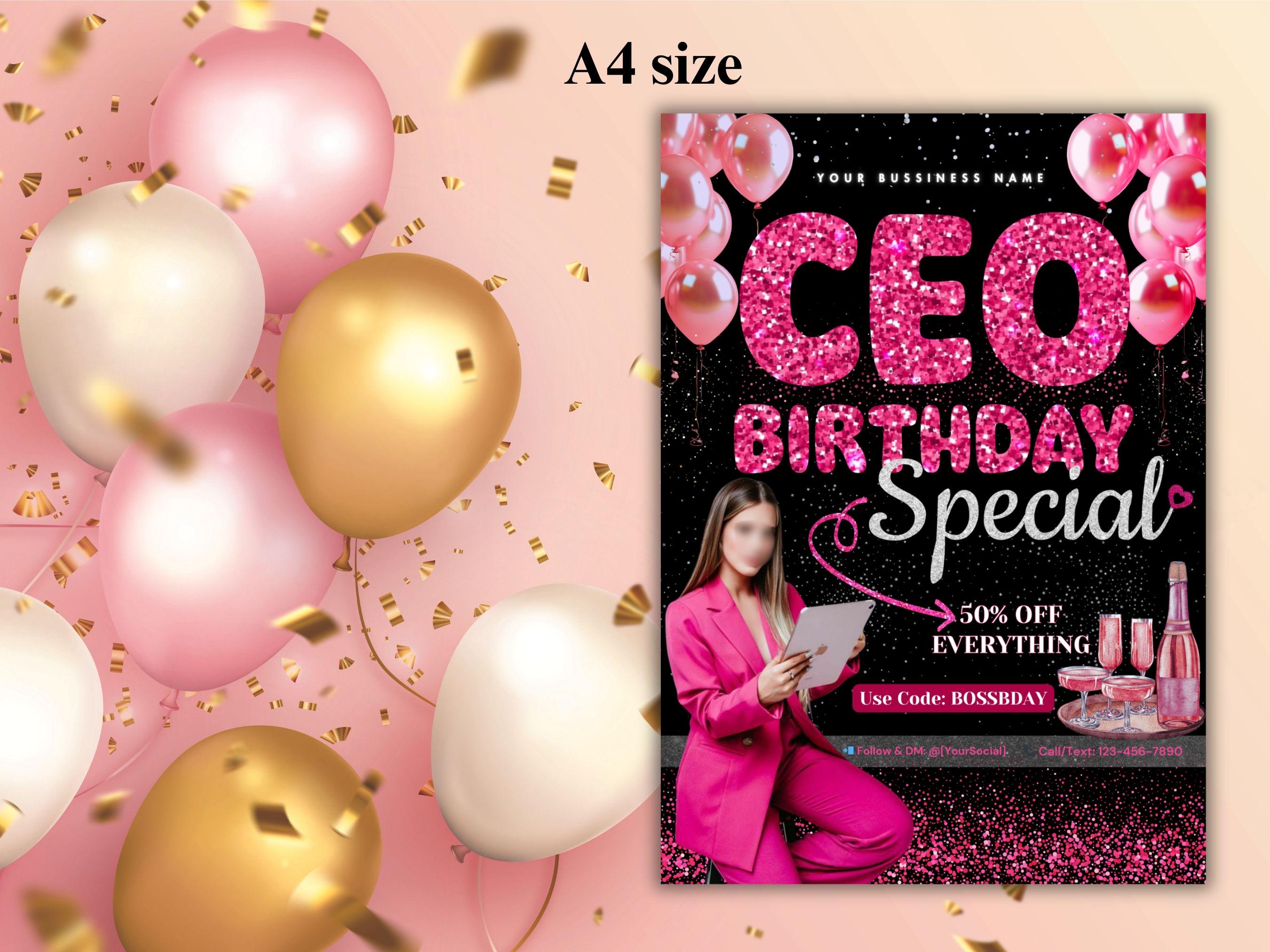 Editable CEO Birthday Flyer Template, Boss Girl Flyer, Flash Sale Promo ...