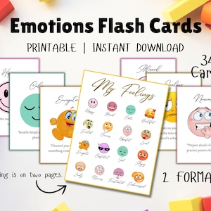 Emotion Flashcard Feelings, Emotion Face Flashcards, Emotion Preschool Printable, Emotions poster, Social emotional learning, Feeling Poster