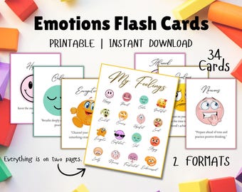 Emotion Flashcard Feelings, Emotion Face Flashcards, Emotion Preschool Printable, Emotions poster, Social emotional learning, Feeling Poster