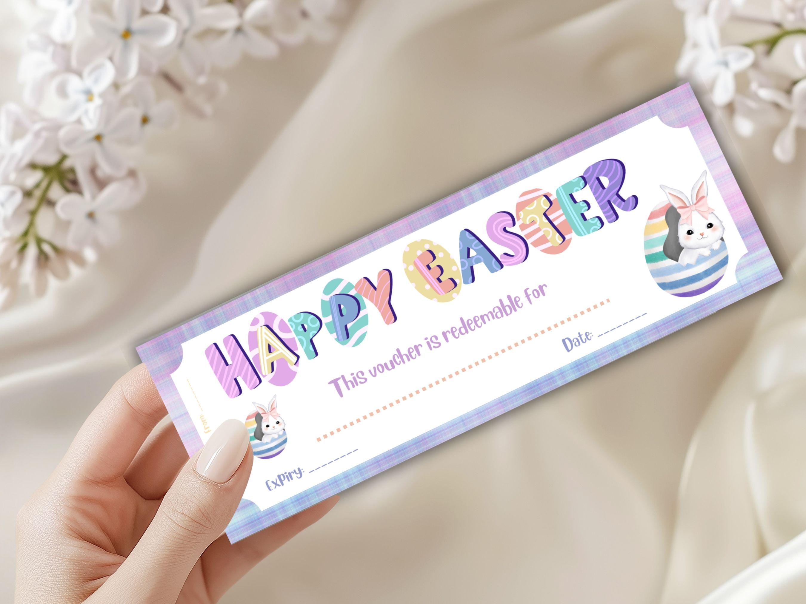 Editable Happy Easter Egg Hunt Voucher, Easter Egg Hunt Ticket Template ...