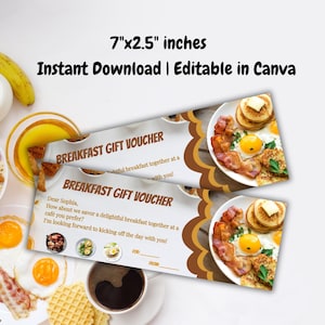 Vale editable para desayuno, plantilla de vale para desayuno, vale de desayuno imprimible, idea de regalo para cumpleaños, actividad sorpresa