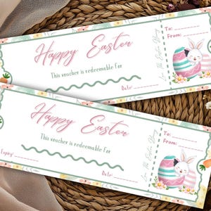 Editable Happy Easter Egg Hunt Voucher, Easter Egg Hunt Ticket Template, Gift Easter Egg Hunt Voucher Printable, Activity Surprise, Canva