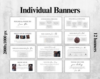 Minimalist Nail Tech Booking Site Template, Editable Salon Canva Design, Nail Appointment Banner + Business Card, DIY Branding Kit
